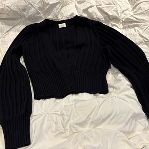 Aritzia Wilfred Black Plunge Front Cardigan